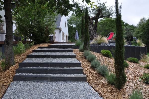 Escalier entrée - paysagiste Vannes