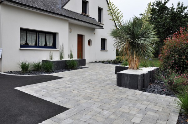 Enrobé, pavage multiformat entrée - paysagiste Vannes