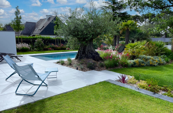 Terrasse dallage sur plots - paysagiste Vannes
