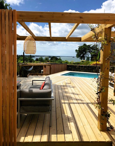 Terrasse et pergola bois - paysagiste Vannes