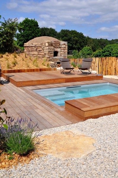 Terrasse et volets piscine ipé - paysagiste Vannes