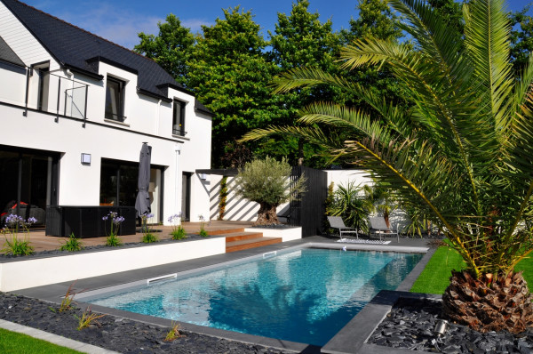 Terrasse bois et dallage - paysagiste Vannes