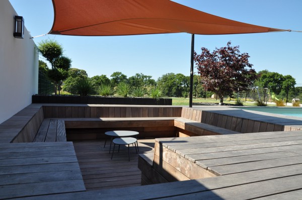 Salon encastré bois - paysagiste Vannes