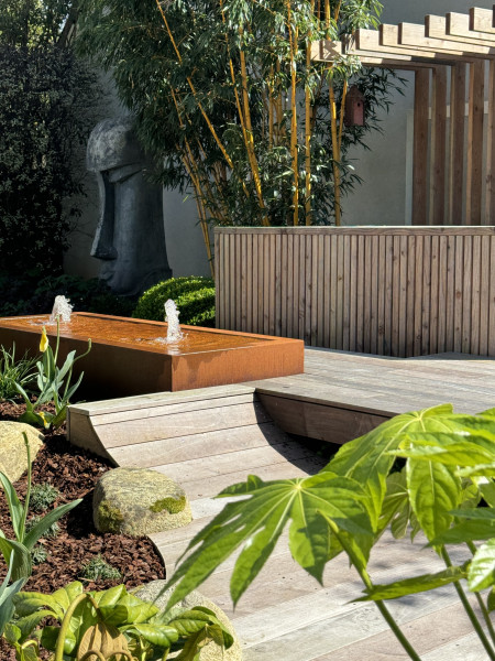 Fontaine en corten - paysagiste Vannes