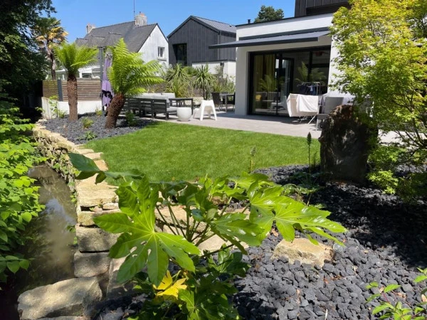 Terrasse dallage sur plots - paysagiste Vannes
